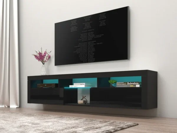 TV228 Floating TV Stand with LED Black