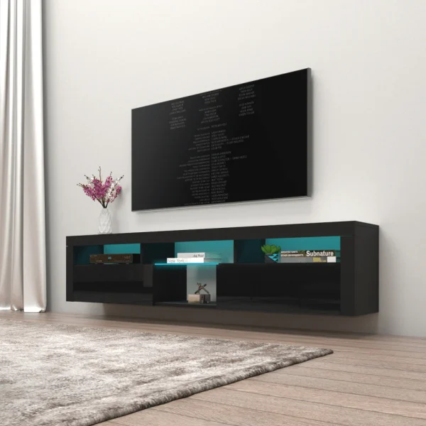 TV228 Floating TV Stand with LED Black