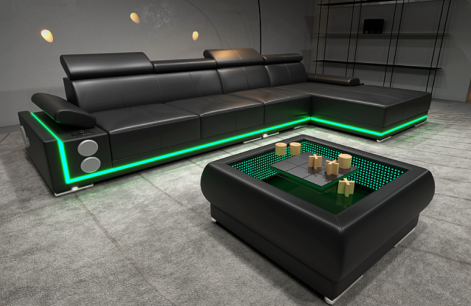 Denver RAF Chaise Sectional Black