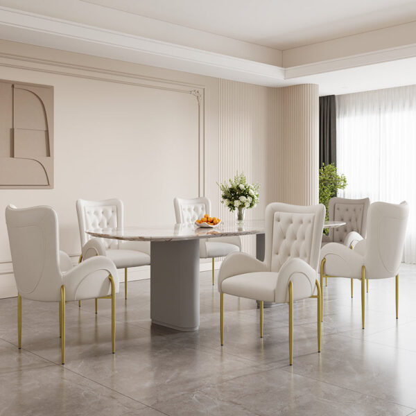Mulan White & Gold Dining Chair