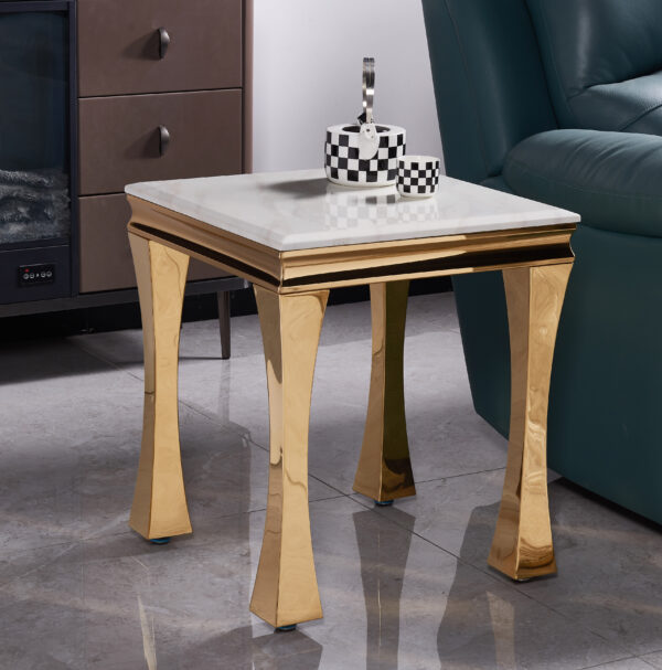 Gandhi Gold/White End Table