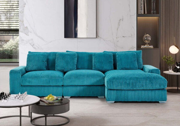London Turquoise 3 Piece Sectional RAF Chaise
3-Pc RAF Sectional Right Chaise