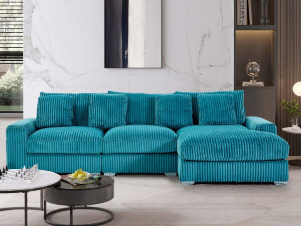 London Turquoise 3 Piece Sectional RAF Chaise
3-Pc RAF Sectional Right Chaise