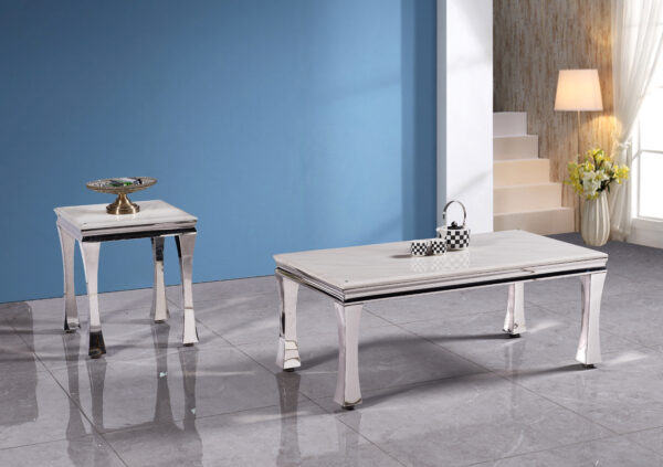 Gandhi Silver/White End Table