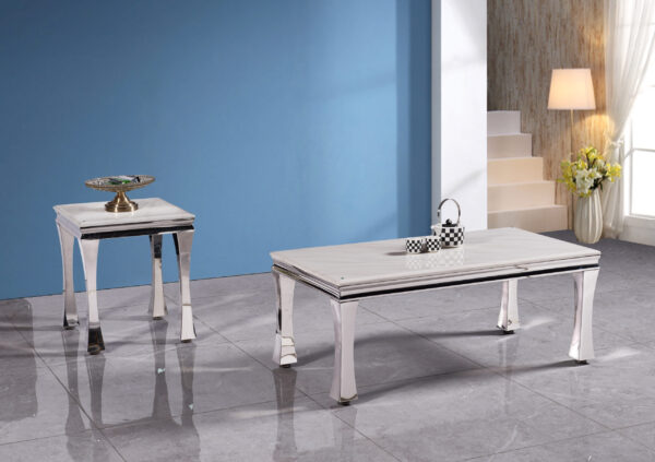 Gandhi Silver/White End Table