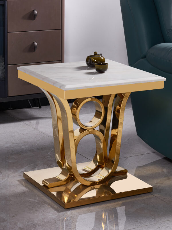 Da Vinci Gold/White End Table