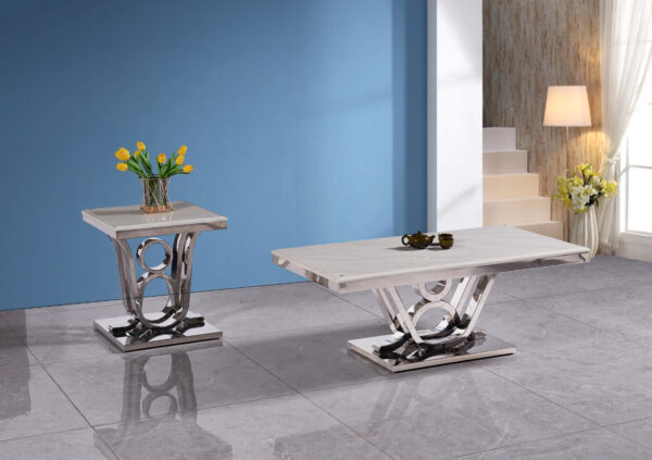 Da Vinci Silver/White End Table