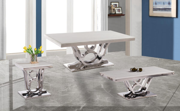 Da Vinci Silver/White End Table