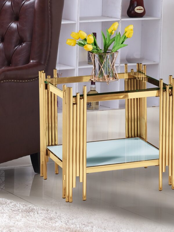 Columbus Gold/White End Table
