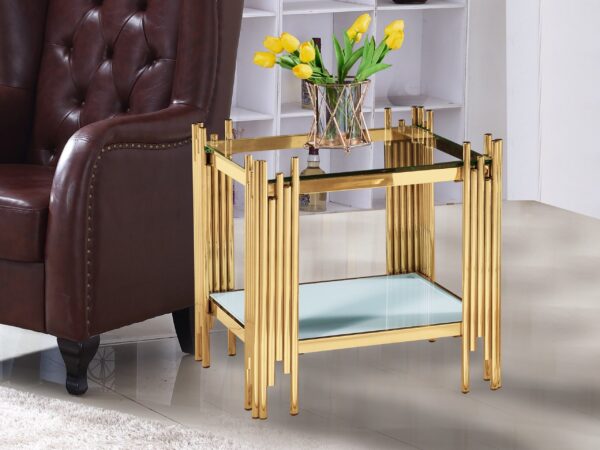 Columbus Gold/White End Table