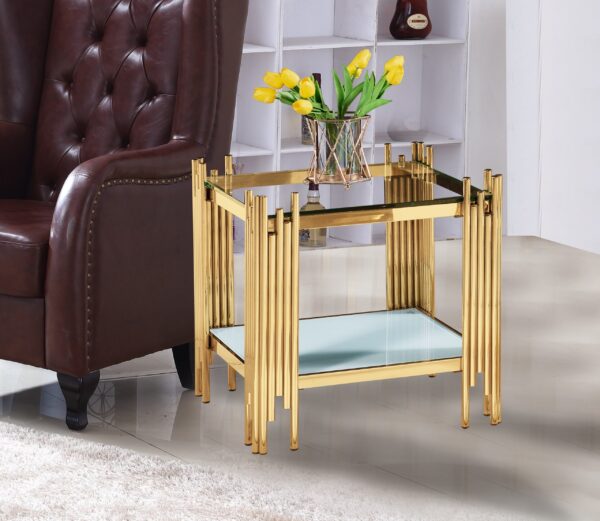 Columbus Gold/White End Table