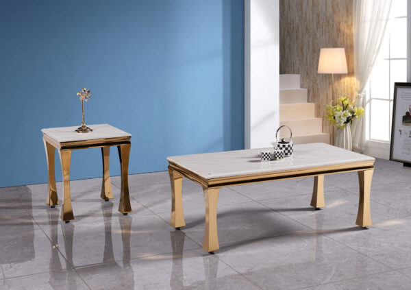Gandhi Gold/White End Table