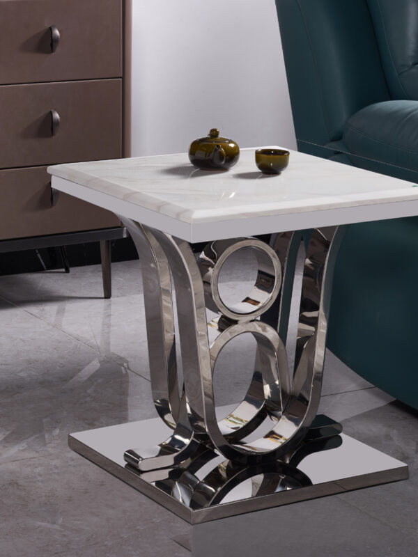 Da Vinci Silver/White End Table