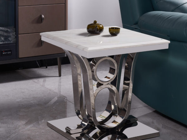 Da Vinci Silver/White End Table