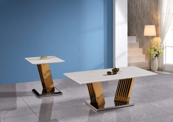 Shakespeare Gold/White End Table