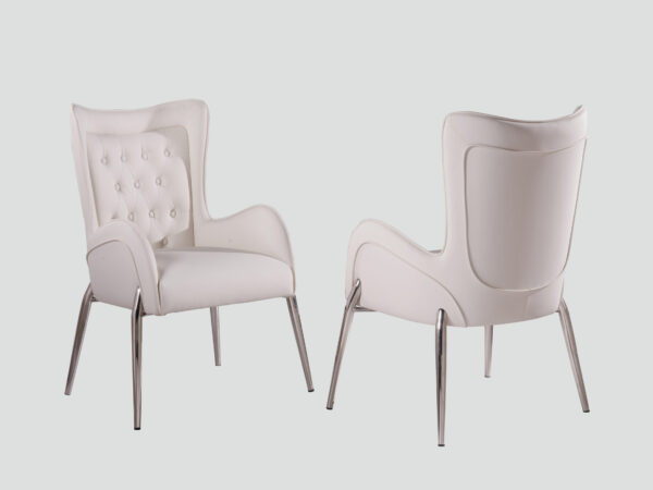 Mulan White & Silver Dining Chair