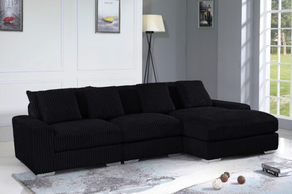 London Black 3 Piece Sectional RAF Chaise
3-Pc RAF Sectional Right Chaise