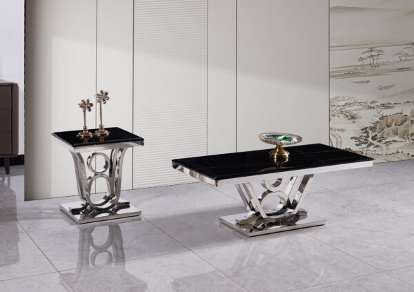 Da Vinci Silver/Black End Table
