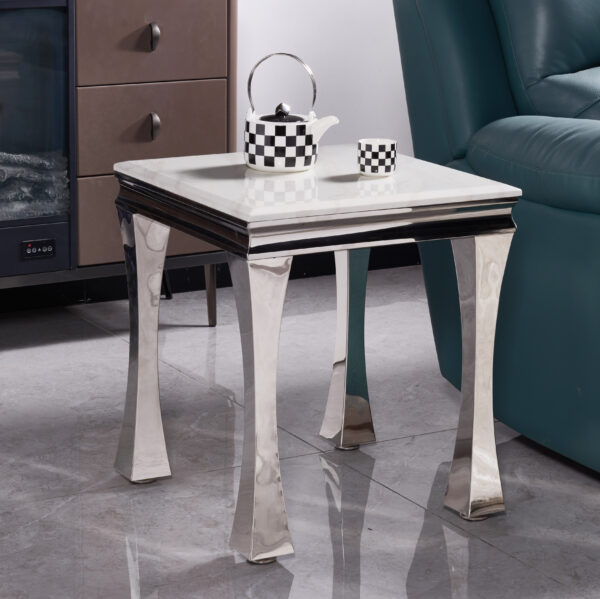 Gandhi Silver/White End Table