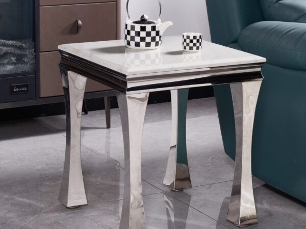 Gandhi Silver/White End Table