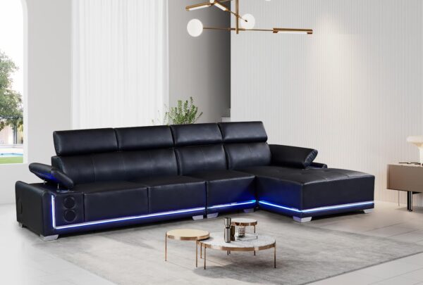 Denver RAF Chaise Sectional Black