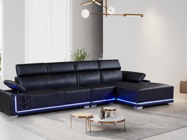 Denver RAF Chaise Sectional Black