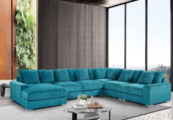 London Turquoise 6 Piece LAF Chaise Sectional
6-Pc Sectional LAF Chaise