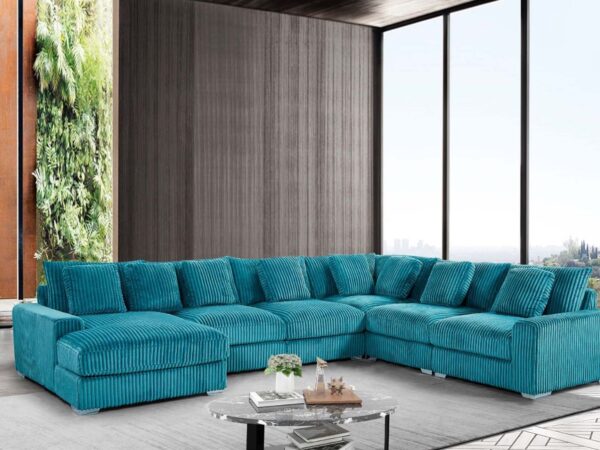 London Turquoise 6 Piece LAF Chaise Sectional
6-Pc Sectional LAF Chaise