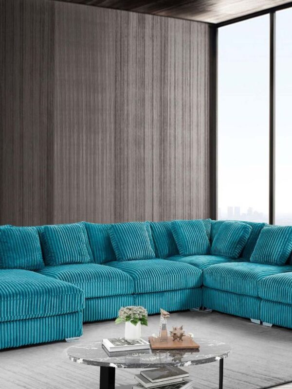 London Turquoise 6 Piece LAF Chaise Sectional
6-Pc Sectional LAF Chaise