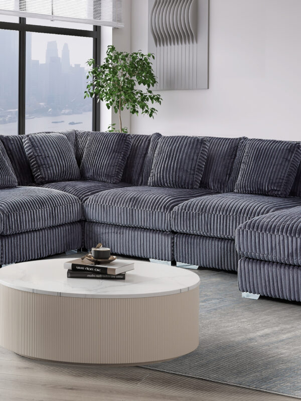 London Gray 6 Piece RAF Chaise Sectional
6-Pc Sectional RAF Chaise