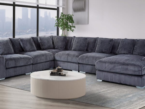 London Gray 6 Piece RAF Chaise Sectional
6-Pc Sectional RAF Chaise