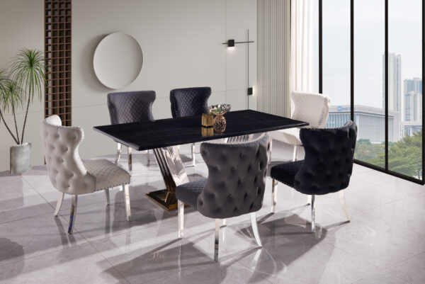 Shakespeare Silver/Black Dining Table