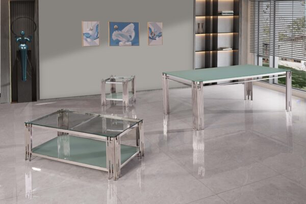 Columbus Silver/White End Table