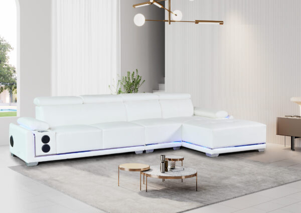 Denver RAF Chaise Sectional White