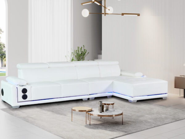 Denver RAF Chaise Sectional White