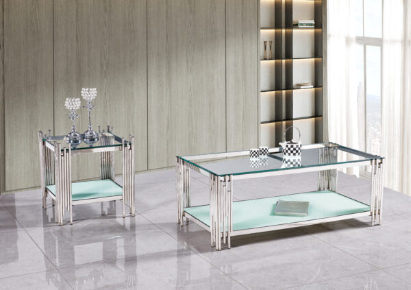Columbus Silver/White End Table
