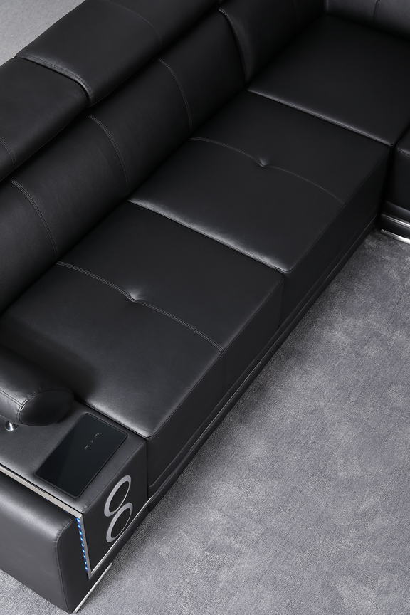 Denver RAF Chaise Sectional Black