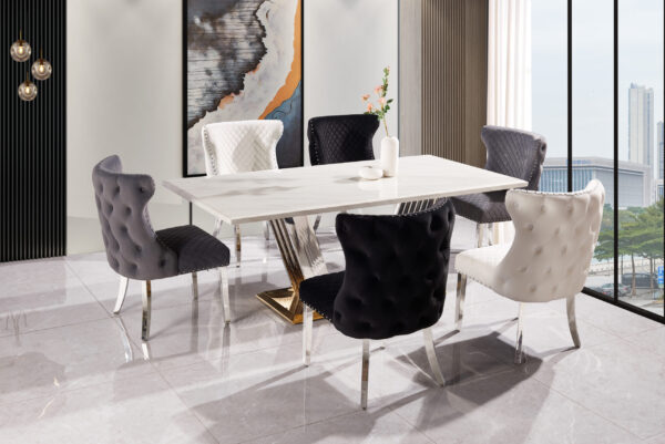 Shakespeare Silver/White Dining Table