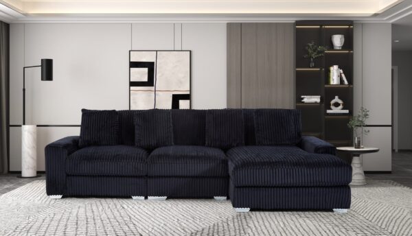 London Black 3 Piece Sectional RAF Chaise
3-Pc RAF Sectional Right Chaise