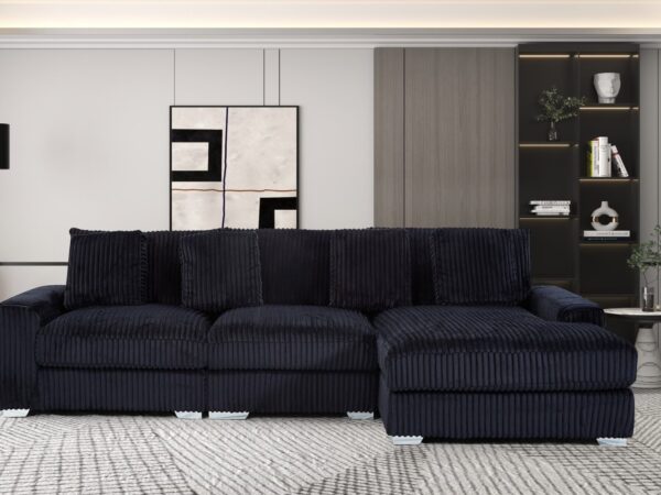 London Black 3 Piece Sectional RAF Chaise
3-Pc RAF Sectional Right Chaise