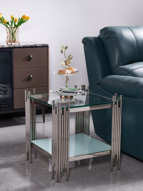 Columbus Silver/White End Table