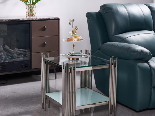 Columbus Silver/White End Table