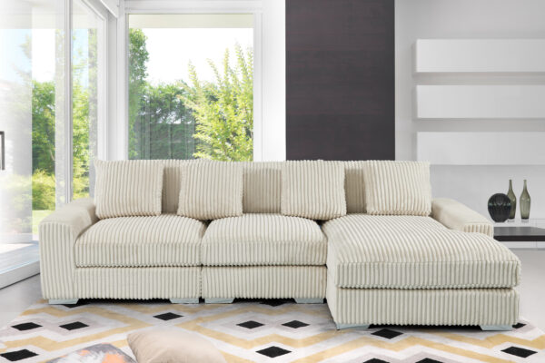 London Cream 3 Piece Sectional RAF Chaise
3-Pc RAF Sectional Right Chaise