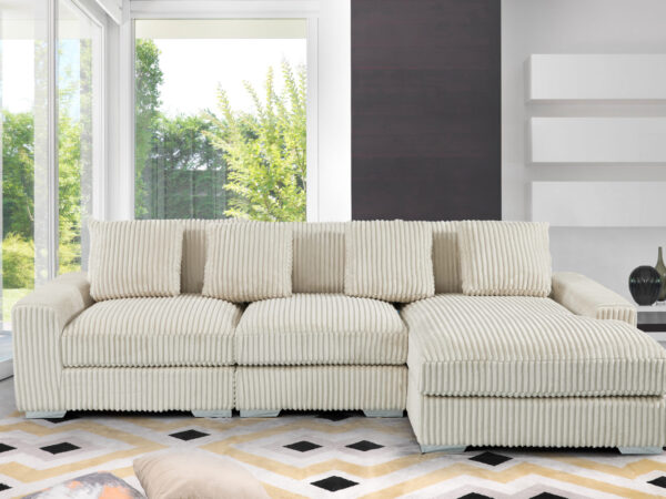 London Cream 3 Piece Sectional RAF Chaise3-Pc RAF Sectional Right Chaise