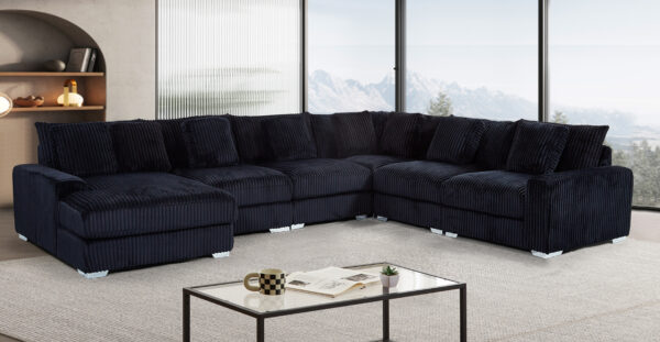 London Black 6 Piece LAF Chaise Sectional
6-Pc Sectional LAF Chaise