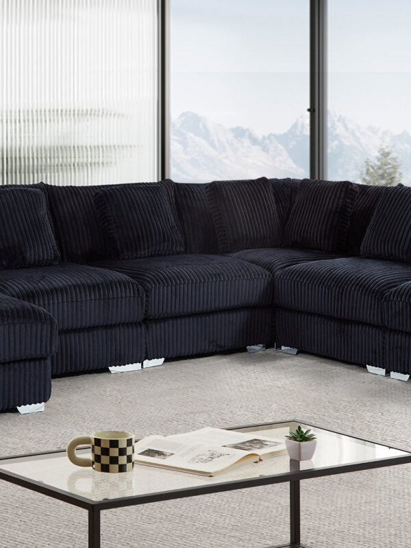 London Black 6 Piece LAF Chaise Sectional
6-Pc Sectional LAF Chaise