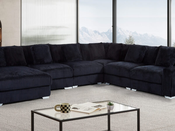 London Black 6 Piece LAF Chaise Sectional
6-Pc Sectional LAF Chaise