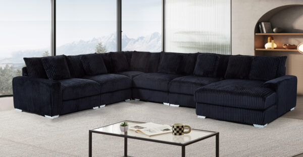 London Black 6 Piece RAF Chaise Sectional
6-Pc Sectional RAF Chaise
