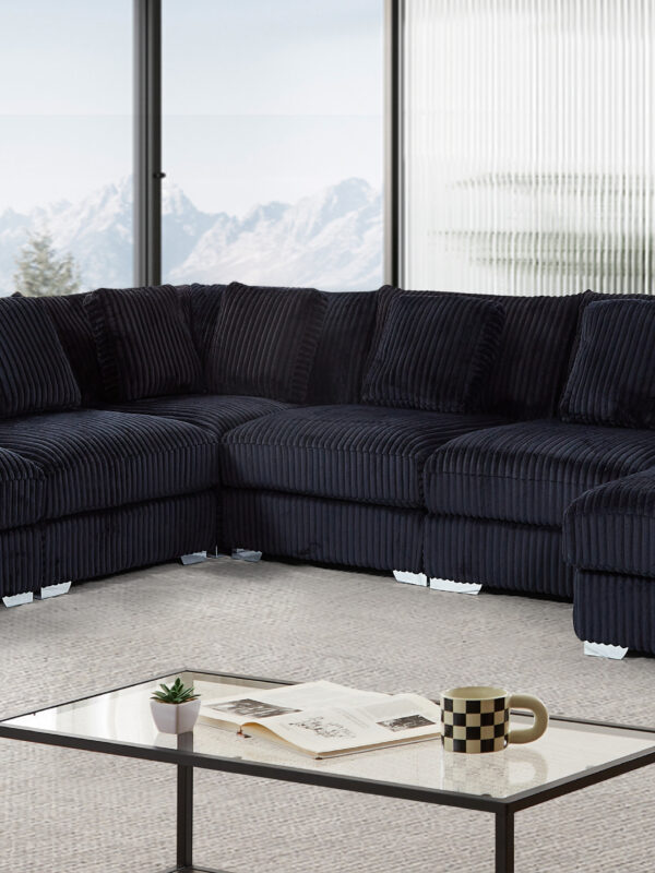 London Black 6 Piece RAF Chaise Sectional
6-Pc Sectional RAF Chaise