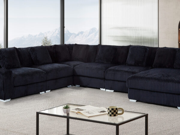 London Black 6 Piece RAF Chaise Sectional
6-Pc Sectional RAF Chaise